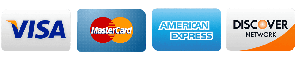 Accepted payment methods: Visa, MasterCard, American Express, Discover